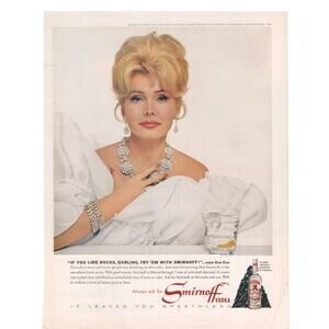 Smirnoff Vodka / Marlboro Cigarette Magazine Advertisement Vintage Zsa Zsa Gabor